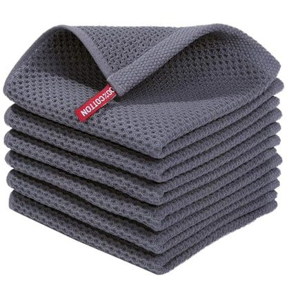 QUILTINA Kitchen Dish Cloths 6 Pack, 12 x 12 Inches, 100% Cotton Waffle Weave Dish Towels, Super Absorbent Quick Drying, Darkgrey - color: Dark Grey, size: 12 x 12 - 6 Pack