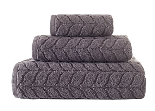 BAGNO MILANO Certified Organic Turkish Cotton Bath Towels, Luxury Jacquard Absorbent, Ultra Soft-Plush Organic Towel Set (Grey, Towel Set of 6) - color: Grey