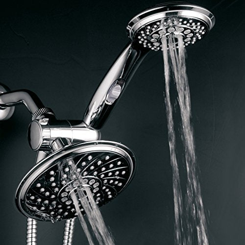 HotelSpa - Shower Heads with Handheld Spray - High Pressure Shower Head - 6 Inch Showerhead, 4 Inch Handheld Shower Head - 2-in-1, 30-Setting Shower Heads, 5-to-7 Foot Shower Hose, Showerspa (Chrome) - color: Chrome