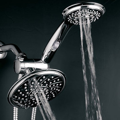 HotelSpa - Shower Heads with Handheld Spray - High Pressure Shower Head - 6 Inch Showerhead, 4 Inch Handheld Shower Head - 2-in-1, 30-Setting Shower Heads, 5-to-7 Foot Shower Hose, Showerspa (Chrome) - color: Chrome