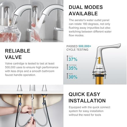 Bathroom Faucets for Sink 3 Hole, Chrome 8 Inch 2 Handle Widespread | Bathroom Vanity Faucet with Pop Up Drain & Supply Lines, Lead-Free cUPC & NSF Certified, 8 Inch Faucet for Vanity RV Sink - color: Chrome