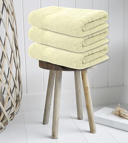 Luxury Bath Towels Set of 4 (27” x 54”) | Towels for Bathroom | Super Soft | Highly Absorbent Towels for Home, Spa, Gym (Cream) - color: Cream