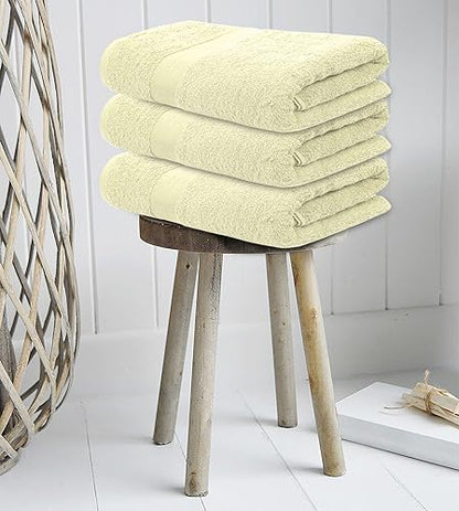 Luxury Bath Towels Set of 4 (27” x 54”) | Towels for Bathroom | Super Soft | Highly Absorbent Towels for Home, Spa, Gym (Cream) - color: Cream