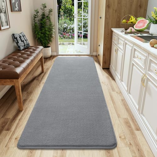 AROGAN 2x6 Runner Rug for Hallway, Long Runner Rugs Non Slip, Grey | Soft Washable Memory Foam Carpet for Bedroom, Non Slip Backing Runners Rug for Hallways, Kitchen, Bathroom, Entryway Home - color: Grey, size: 2' x 6' (Runner)