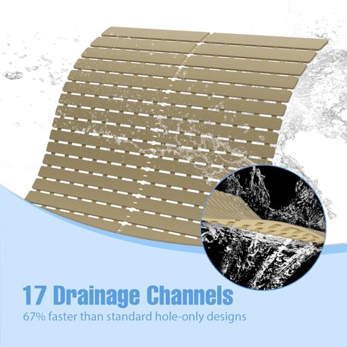 Shower Mat Non-Slip Bath Mat for Tub and Shower Stall,236 Suction Cups with Drain Holes, Quick Dry Machine Washable, Extra Grip for Stand Up Showers, Bathroom Essentials 24x24 Inch (Brown) - color: Brown