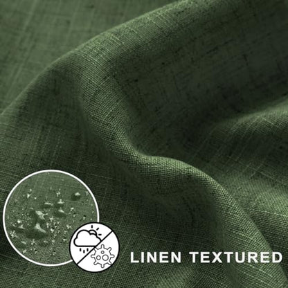 KOUFALL Olive Green Boho Shower Curtain,Linen Fabric Waterproof Retro Shower Curtains for Bathroom with Hooks,72 Inches Long,Ivy - color: Olive Green, size: 72"W x 72"L (Pack of 1)