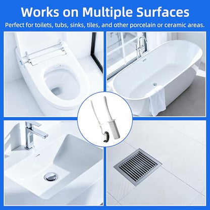Toilet Brush and Holder Set with Pumice Stone Toilet Bowl Cleaner | Long-handle Scrubber with Ventilated Holder and Pumice Stone for Hard Water Stains, Limescale and Toilet Rings - color: Gray