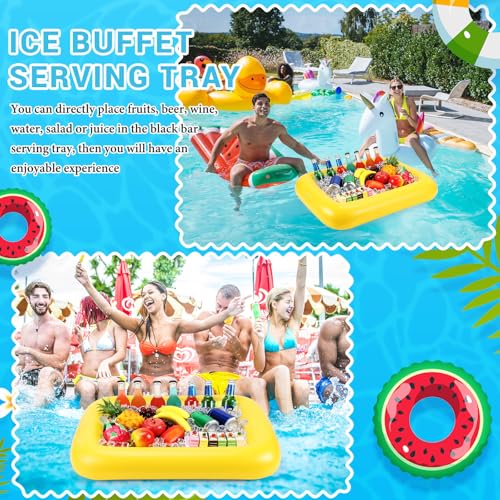 FillTouch Rectangular Inflatable Serving Bar Floating Drink Holder for Pool Inflatable Cup Holders Hot Tub Accessories, Adults Swimming Fun Drink Floats for Swimming Pool Party(Yellow) - color: Yellow