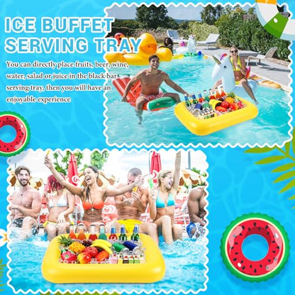 FillTouch Rectangular Inflatable Serving Bar Floating Drink Holder for Pool Inflatable Cup Holders Hot Tub Accessories, Adults Swimming Fun Drink Floats for Swimming Pool Party(Yellow) - color: Yellow