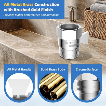Hibbent All Metal 1 Pack Shower Head Flow Control Valve, G1/2 Brass Shut-off Valve with Metal Handle Lever, Shut OFF Water Flow Control Regulator for Handheld Shower, or Bidet Sprayer, Chrome - color: Chrome