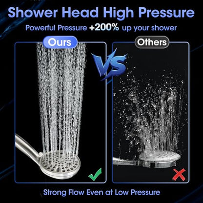 Shower Head with Handheld, High Pressure 10 Spray Built-in Pause & Power Wash, Anti-clog Nozzles, Detachable Hand Held Showerhead with Leakproof Stainless Steel Hose&Adjustable Bracket Brushed Nickel - color: Brushed Nicekl