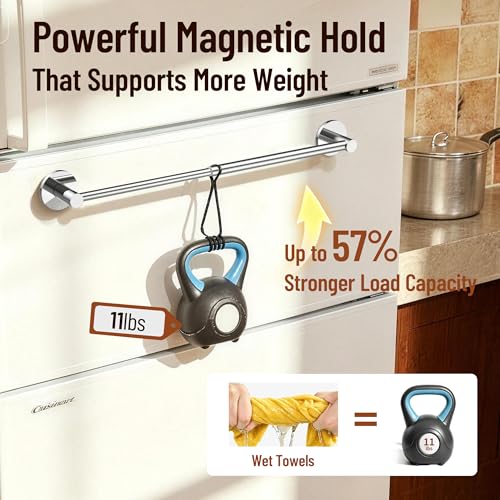 Magnetic Towel Bar, Adjustable Towel Rod, Chrome, 1 Pack | Larger Magnetic Base, Non-Slip, Hidden Magnet, 304 Stainless Steel Magnetic Towel Holder for Refrigerator, Dishwasher, Oven - color: Magnetic–chrome