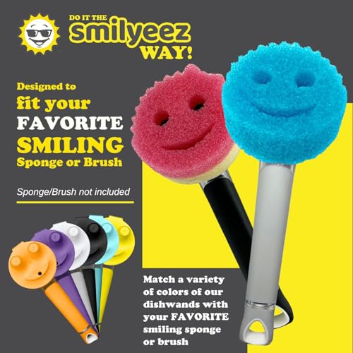 The Original Smiling Handle with Soap Dispensing for Scrub Daddy (Reg. TM) Sponge and Scrub Moji Sponge (Black) - color: Black