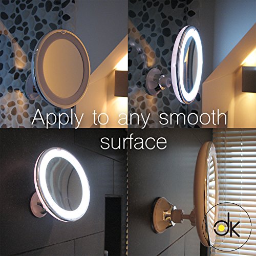 Dayaki Travel Lighted Magnifying Makeup Mirror - 10x Magnification, Tabletop Mount, 38.48 Square Inches