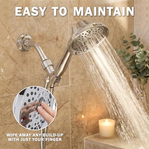 Massage & Mist Hand Shower Kit - 1.8 GPM - Polished Chrome | 6 Function, High Pressure, Adjustable Handheld Showerhead with Hose and Mount, Easy Install for Boosting Low Water Flow - color: Polished Chrome, size: 1.8 GPM