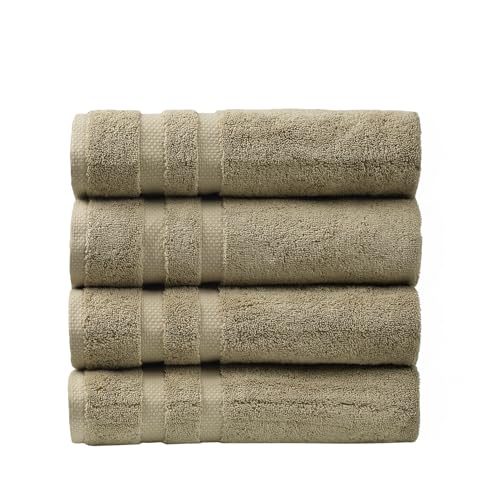 SOFE H&L | Olea Luxury Cotton Turkish Bath Towels Set of 4 Green | Premium, Soft, Durable, Absorbent | Hotel Quality Plush Towels and Thick Towel Sets - color: Green, size: Set of 4 (4 Bath Towels)
