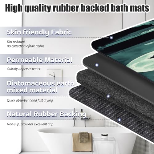 Bathroom Runner Mat Rugs Long,Dark Wolf Moon Illustration Diatomite Stone Bath Mat Large Absorbent Diatomaceous Earth Mat Non Slip Fast Dry Shower Mat Bathroom Rugs Floor Mat 16x42in - color: Design11