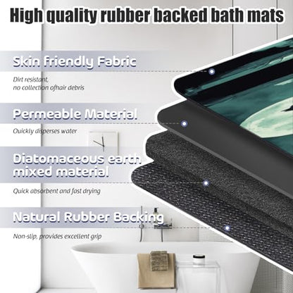 Bathroom Runner Mat Rugs Long,Dark Wolf Moon Illustration Diatomite Stone Bath Mat Large Absorbent Diatomaceous Earth Mat Non Slip Fast Dry Shower Mat Bathroom Rugs Floor Mat 16x42in - color: Design11