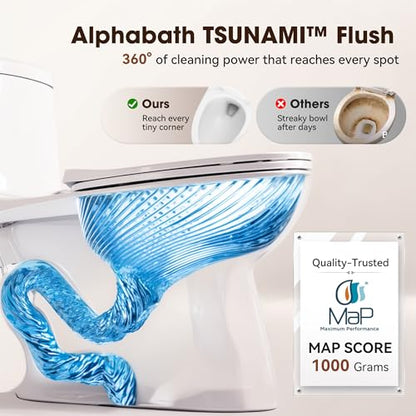 17.3” Elongated Toilet with Soft Close Seat, Two piece Toilets for Bathroom | Nano Self-Cleaning Glaze, 1.27 GPF, Watersensed/ADA/MAP1000/cUPC, Easy to Clean & Install, 12" Rough-In - color: TPT003 - 1.27 GPF Classical with single flush