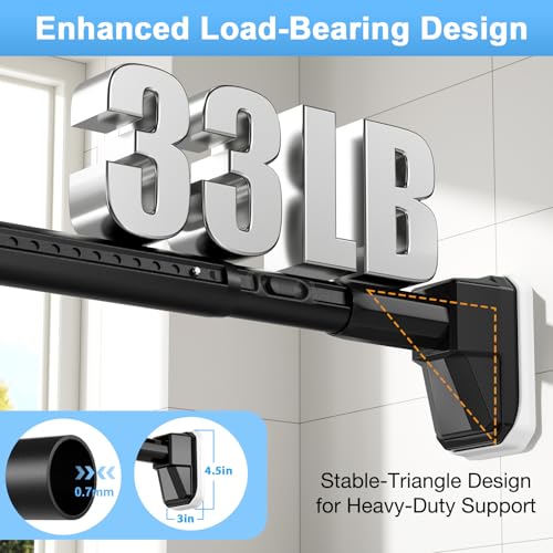 41 to 146 Inch Black Tension Curtain Rod | No Drill, Extra Long, Heavy Duty, Renter Friendly Adjustable - color: Black, size: 41-146inch