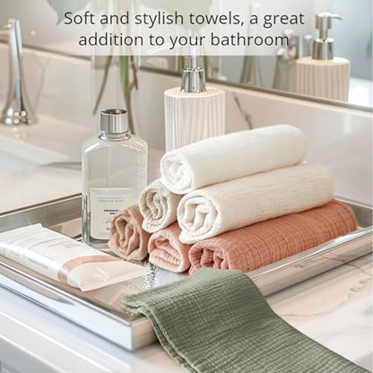 Konssy 7-Pack Soft Cotton Face Wash Cloths, Reusable Absorbent Washcloths for Sensitive Skin, Facial Makeup Remover Towels for Women (11 x 11 Inch) - color: Green