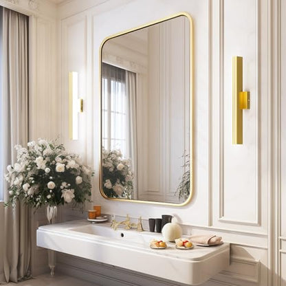Ralbay 24inch Gold Vanity Light with 5 Color Temperature (2700K-6000K) Dimmable Acrylic Metal 24W LED Modern Matte Gold Bathroom Vanity Light Bar - color: Gold, size: 24 inch