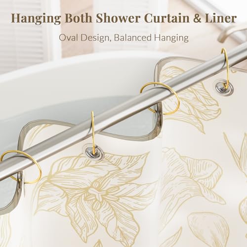 Bathway Shower Curtain Rings, Shower Curtain Hooks Rust Proof Shower Rings for Curtain, Glide Smoothly Metal Gold Shower Hooks for Shower Curtain and Rod, 12 Pcs Snap Joint Shower Curtain Clips - color: Gold, style: Classic Round