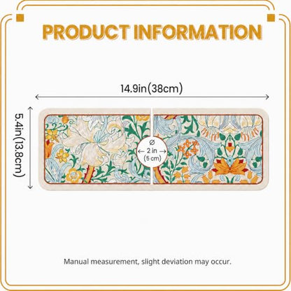 14.96"×5.43" Diatomite Sink Faucet Absorbing Mat, Reusable Drying Mat Splash Guard for Kitchen Bathroom Counter, Sink Drip Catcher & Organizer - style: Flower-1