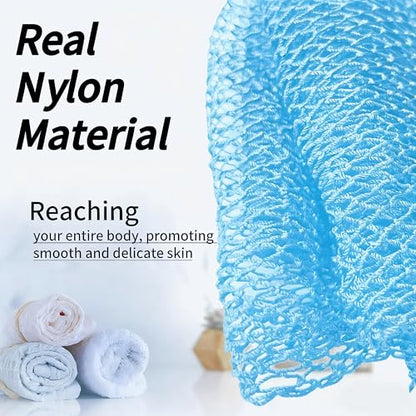 SPMKTBOZAI African Net Sponge Authentic, Exfoliating Net for Body Back | African Net Sponge with Knots| Long Stretch| African Net for Sensitive Skin| Durable & Quick Dry| Daily Use| Sky Blue - color: Sky Blue