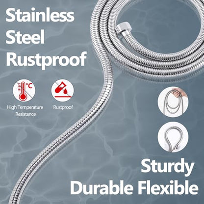 71 Inch Metal Shower Head Hose, Bathroom Handheld Shower Head Extra Long Hose Extension, Anti-Twist Flexible - Polished Chrome - color: Polished Chrome