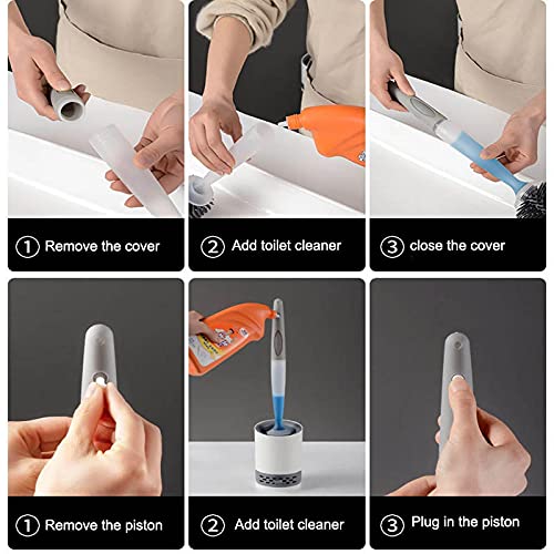 Silicon Toilet Bowl Cleaning Brush Set,Wall Mount Toilet Brush Refillable Toilet Brush Diatom Mud Absorbent Soft Bristled Silicone Toilet Brush