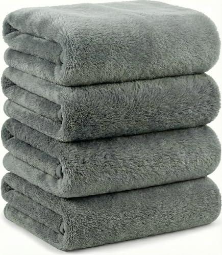 Microfiber Bath Towels Set, Compact Size 20 x 43 in, Hyaluronic Acid-Infused, Soft on Skin, 4 Pack, Quick Dry, Absorbent (Sage Green) - color: Sage Green