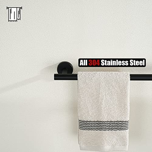 JQK Black Towel Bar, 12 Inch 304 Stainless Steel Thicken 0.8mm Hand Towel Rack, Bathroom Towel Holder Matte Black Wall Mount, Total Length 15 Inch TB110L12-PB - color: Black, size: 15 Inch