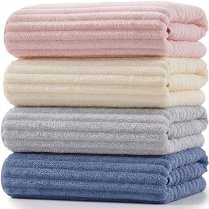 4 Pcs Extra Large Bath Towel 40x80'',Pink, Beige, Gray, Blue - color: Pink, Beige, Gray, Blue
