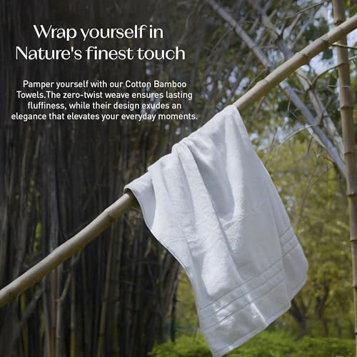 TRIDENT Eco-Twist Bamboo Bath Towels, Cotton-Viscose Blend, 2 PC Soft Towel | Viscose from Bamboo Blend - Silky Soft Texture - Fade Resistant - Low-Lint Construction - Perfect for Everyday Family Use - color: Silver