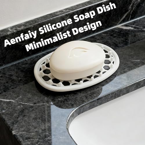 2 Pack Soap Dish for Shower, Non-Slip Silicone Bar Soap Holder with Efficient Drainage Holes for Bathroom Sink, Self Draining Soaps Saver Pad for Shower Niche, Shelf (White- 2Pcs) - color: White- 2pcs