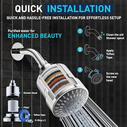Mist Shower Filter Head for Hard Water Improves Skin, Hair, and Nails - 5 Modes High Output Filtered Shower Head with Filter Softens Water and Removes Chlorine and Heavy Metals, Matte Black - style: 5-mode Matte Black