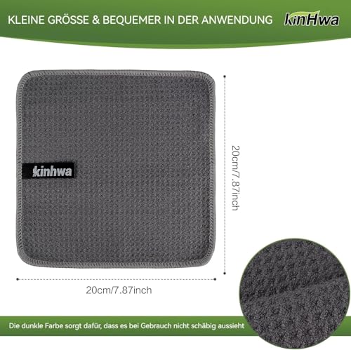 Waffle Microfiber Dish Cloths Gray Kitchen Towels, Cleaning Cloth | Quick Dry Absorbent Dish Rags Dishcloths Barista Towels 8x8 Inch 6 Pack - color: Gray, size: 8in x 8in 6 Pack