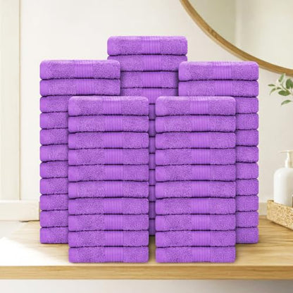 100% Cotton Washcloths 12x12 Inches, 600 GSM, Soft & Absorbent, Durable, Set of 50, Purple - color: Purple, size: Washcloth Set of 50