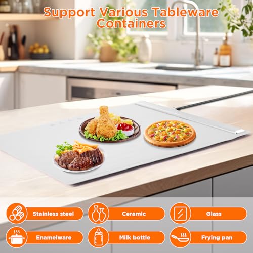Portable Food Warmers,Electric Warming Tray Hot Tray Heating Mat Food Warmer Heating Pad Keep Foods Warming for Gatherings,Parties, Auto Shut-Off - color: Gray