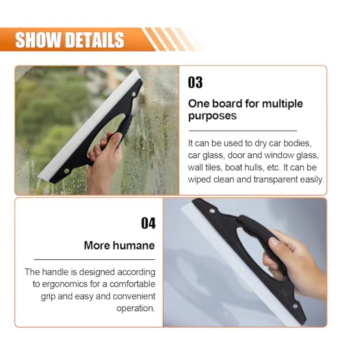 Squeegee Car Dryer Car Water Scraper Tool, 12 Inch Silicone Wiper Board Car Windshield Squeegee with Handle, Shower Squeegee Wiper Blade for Auto Windows Glasses Doors Mirrors Tile Walls (2PCS) - color: 2pcs