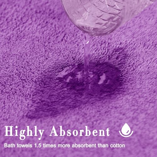 SEISSO Bath Towels, Extra Absorbent & Quick Drying Lightweight Fiber Towels, Premium Big Soft Bath Towel for Fitness, Spa, Sports Towels, Yoga Towel, Dark Purple(4 Pack) - color: Dark Purple