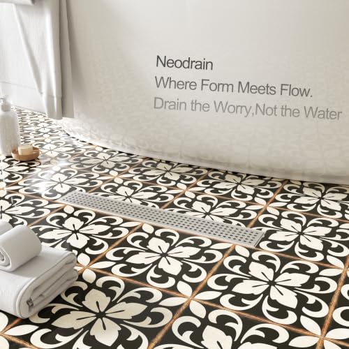 Neodrain 18" Linear Shower Drain, Brushed 304 SS Bathroom Linear Drain,cUPC | Brushed Nickel Shower Drain with Quadrato Grate& Adjustable Feet, Long Rectangle Shower Floor Drain in Bathroom, Balcony etc - color: Brushed Nickel, size: 18 In