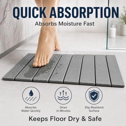 Diatomaceous Earth Bath Mat, Foldable Stone Bath Mat, 23.6 x 15.5 Inch Absorbent, Quick Drying, Diatomaceous Earth Stone Mats for Bathroom, Easy Store, Easy Clean - color: Grey 1pck