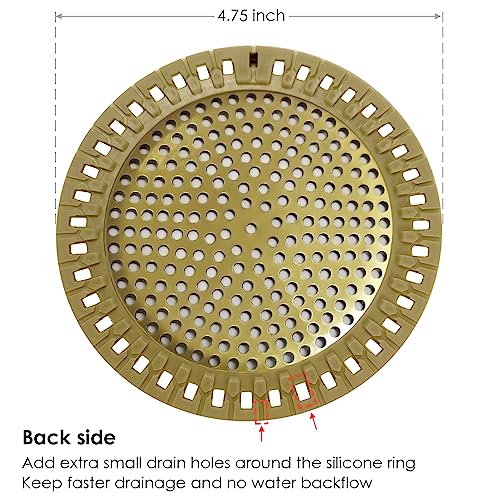 Huntonry Hair Drain Catcher, Shower Drain Hair Catcher, Shower Drain Strainer, Bathtub Drain Cover, Tub Drain Hair Catcher, Bathroom Sink Strainer, Bathroom Drain Protector, Flat, Round, Gold - color: Gold