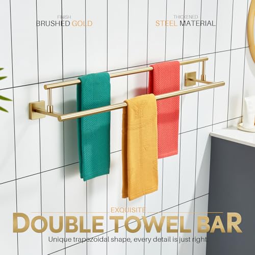 KOKOSIRI Bath Towel Bars 32-Inch Double Towel Rails Overlength Bathroom Racks for Cabinet Kitchen Brushed Gold Stainless Steel B5009BG-L32 - color: Brushed Gold, size: 32-Inch