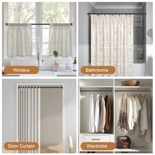 Black Spring Tension Rod 28-50In 2PCS,No Drill Non-Slip Curtain Rod | No-drilling Spring Loaded Curtain Rod, Non-slip Non-Rust Extendable Rod for Windows and Bathroom - color: Black-2PCS, size: 28"-50"