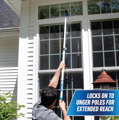 Unger Connect and Clean 16” Performance Window and Glass Cleaning Squeegee with Replacement Rubber, Cleaning Supplies, Heavy Duty Household Cleaner Tools with Streak-Free Results - size: 16 Inch (Pack of 1), style: 16” Performance Grip Squeegee