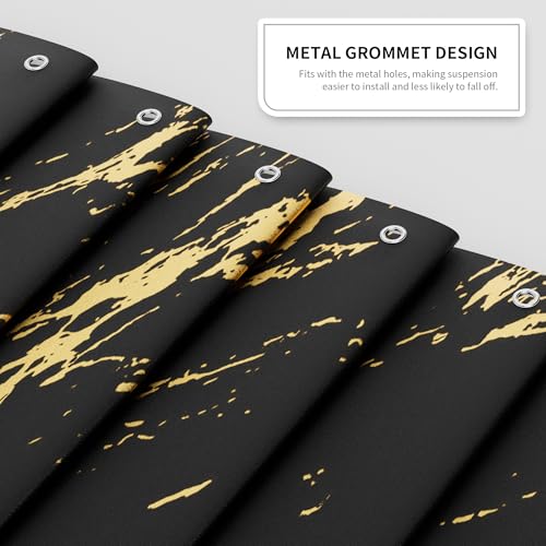 Black and Gold Shower Curtain, Black Marble Shower Curtain, Modern Fabric Shower Curtains for Bathroom, Black and Gold Texture Shower Curtain Set with Hooks 72x72 - color: Black, size: 72"W x 72"L (Pack of 1)