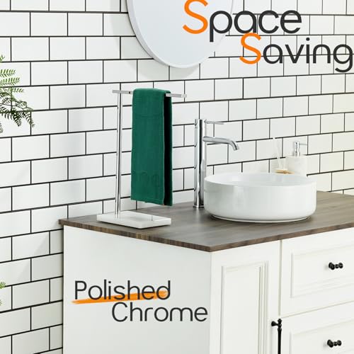 Towel Holder Chrome for Bathroom Vanity Countertop 1-Tier Towel Rack Stand with Heavy Marble Base Thicken Steady, Polished Stainless Steel AN7002CH - color: Polished Chrome, size: 1-Bar